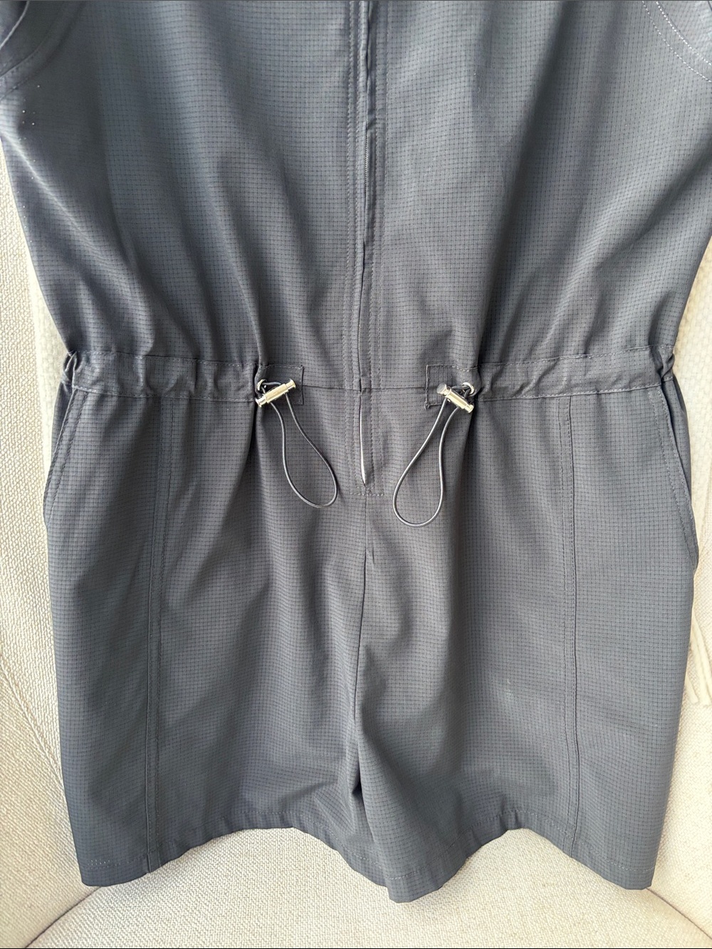 Black Athletic Zip-Front Romper - Picture 3 of 4